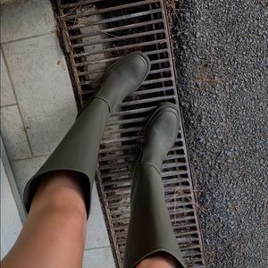 Zara low heel rubberized lug sole tall boots